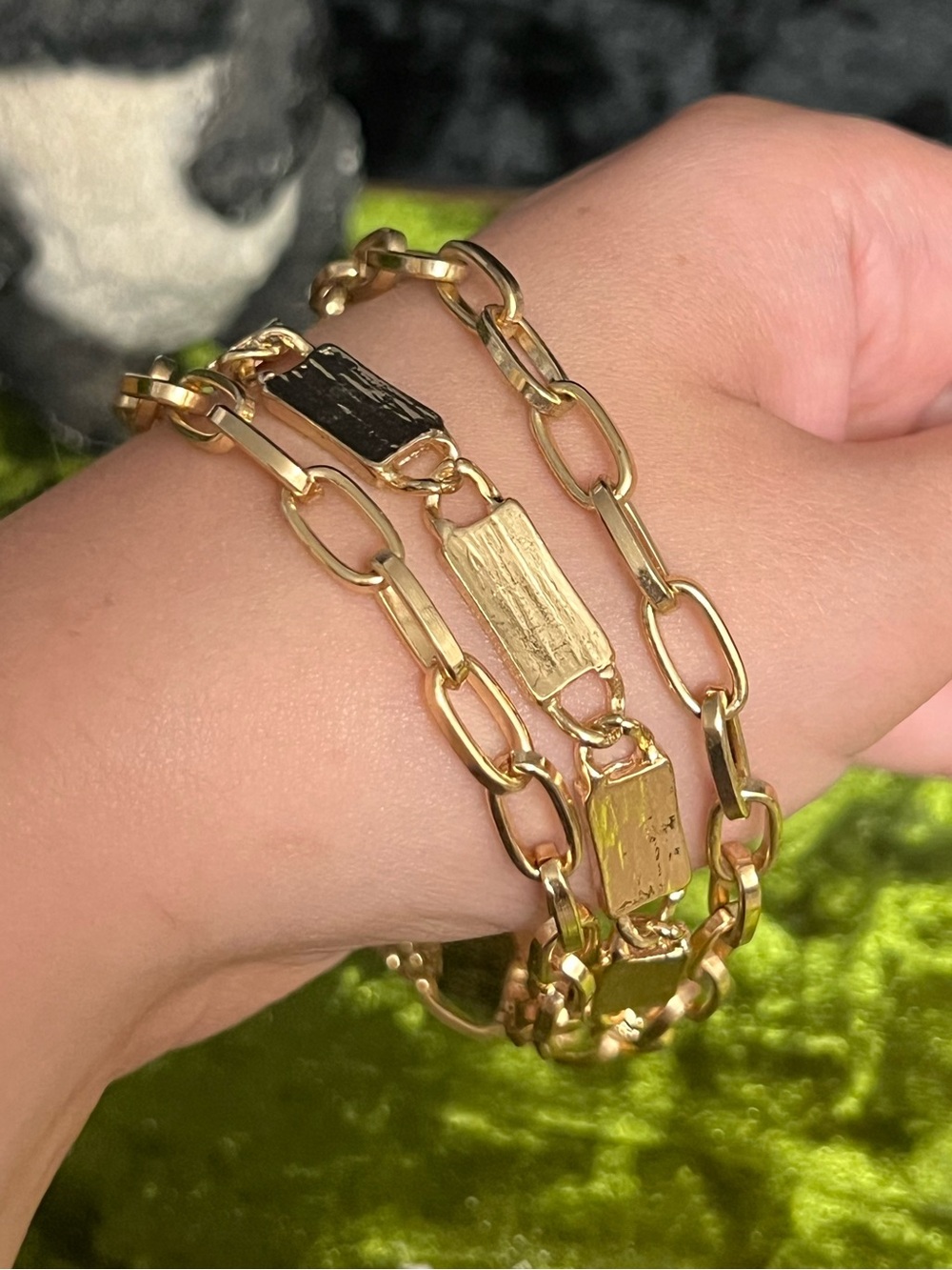 Three Chain Gold-Plated Link Chain Bracelet - Women's Jewelry